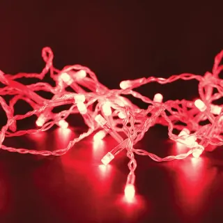 ΛΑΜΠΑΚΙΑ 180 LED ΣΕ ΣΕΙΡΑ ΚΑΟΥΤΣΟΥΚ ΚΟΚΚΙΝΑ ΑΝΑ 50mm ΑΝΤΑΠΤΟΡΑ 31VDC ΜΕ 8 ΠΡΟΓΡΑΜΜΑΤΑ & ΚΑΛΩΔΙΟ ΔΙΑΦΑΝΟ 3m IP44