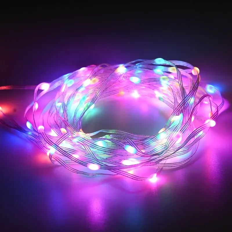 ΛΑΜΠΑΚΙΑ 100 LED ΣΕ ΣΕΙΡΑ ΕΞΥΠΝΗ ΣΥΝΔΕΣΗ RGB REMOTE & ARR USB ΜΕ ΚΑΛΩΔΙΟ ΔΙΑΦΑΝΟ 3m IP44 10mm