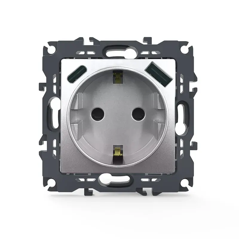 PRIME ΠΡΙΖΑ ΣΟΥΚΟ ΑΣΦΑΛΕΙΑΣ ΑΛΟΥΜΙΝΙΟ 1X2P+E 16A 250VAC & 2xUSB 5VDC 3A IP20