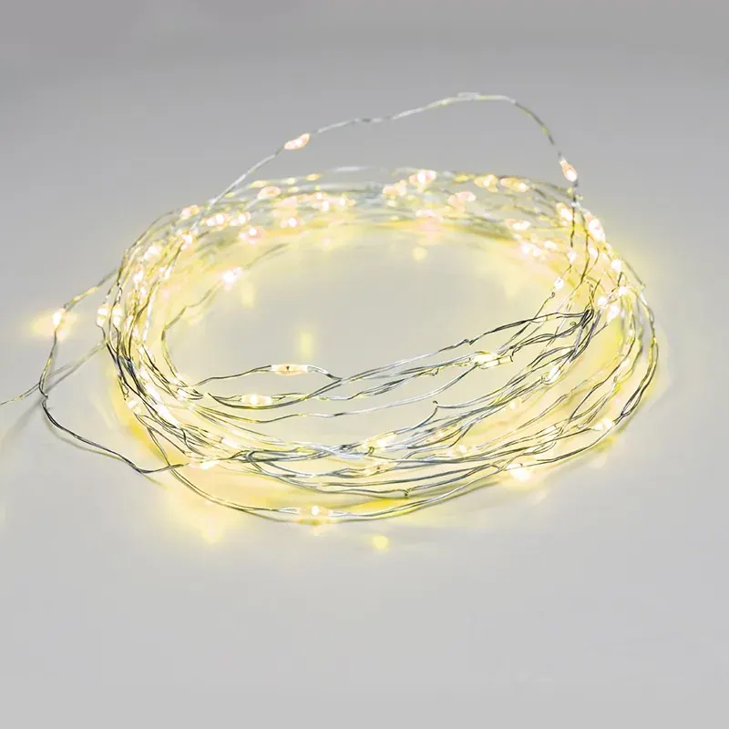 ΛΑΜΠΑΚΙΑ 100 LED 1.8W ΣΕ ΣΕΙΡΑ ΘΕΡΜΟ ΛΕΥΚΟ ΚΑΟΥΤΣΟΥΚ ΚΙΤΡΙΝΟ ΑΣΗΜΙ ΑΝΑ 10mm ΑΝΤΑΠΤΟΡΑ 3VDC ΜΕ 8 ΠΡΟΓΡΑΜΜΑΤΑ & ΚΑΛΩΔΙΟ ΧΑΛΚΟΥ 3m IP44