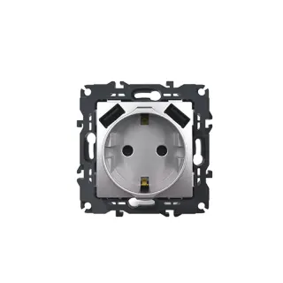 PRIME ΠΡΙΖΑ ΣΟΥΚΟ ΑΣΦΑΛΕΙΑΣ MAT ΑΛΟΥΜΙΝΙΟ 2P+E 16A 250VAC & 2 USB 5VDC 3.1A IP20
