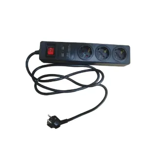 ΠΟΛΥΠΡΙΖΟ 4 ΣΟΥΚΟ ΑΣΦΑΛΕΙΑΣ ΜΕ ΔΙΑΚΟΠΤΗ+2USB 16A IP20 ΜΕ ΚΑΛΩΔΙΟ H05VV-F 3X1.5MM2 1.5m