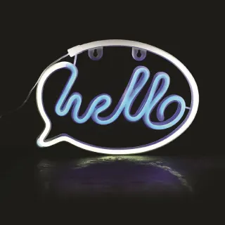 HELLO, 220 NEON LED ΛΑΜΠΑΚΙΑ ΜΕ ΜΠΑΤΑΡΙΑ (3xΑΑ)/USB, ΛΕΥΚΟ/ΜΠΛΕ, IP20, 25.5*2*18.5