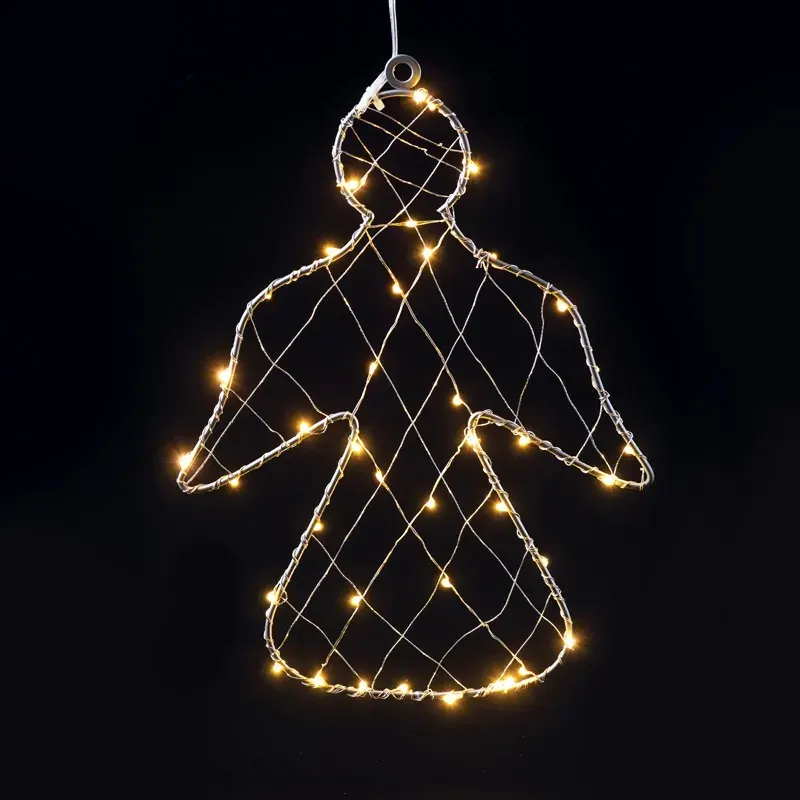 2D ΚΡΕΜΑΣΤΟ ΜΕ ΜΕΤΑΛΛΙΚΑ ΜΟΤΙΒΑ ΑΓΓΕΛΟΣ 40 ΜINI LED ΣΕ ΣΕΙΡΑ ΘΕΡΜΟ ΜΕ ΚΑΛΩΔΙΟ ΧΑΛΚΟΥ & ΑΝΤΑΠΤΡΟΡΑ 3V DC