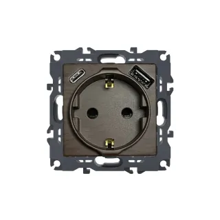 PRIME ΠΡΙΖΑ ΣΟΥΚΟ ΑΣΦΑΛΕΙΑΣ ΞΥΛΟ 1X2P+E 16A 250VAC & 2xUSB 5VDC 3A IP20