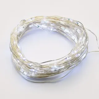 ΛΑΜΠΑΚΙΑ 200 LED 6W ΣΕ ΣΕΙΡΑ ΨΥΧΡΟ ΛΕΥΚΟ ΜΕ ΑΝΤΑΠΤΟΡΑ 3VDC & 8 ΠΡΟΓΡΑΜΜΑΤΑ ΑΣΗΜΙ ΚΑΛΩΔΙΟ ΧΑΛΚΟΥ 3m IP44 200mm