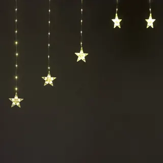 ΛΑΜΠΑΚΙΑ ΚΟΥΡΤΙΝΑ ΣΕ ΣΧΗΜΑ ΑΣΤΕΡΙ 222 LED ΘΕΡΜΟ ΛΕΥΚΟ ΑΝΤΑΠΤΟΡΑ & 8 ΠΡΟΓΡΑΜΜΑΤΑ ME ΔΥΝΑΤΟΤΗΤΑ ΕΠΕΚΤAΣΗΣ MAX 3 ΣΕΤ ΚΑΛΩΔΙΟ ΧΑΛΚΟΥ 3mm IP20 30x12mm