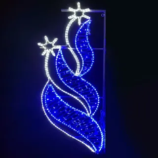"ΕΠΙΣΤΗΛΟ ΔΙΑΚΟΣΜΗΤΙΚΟ 2 ΑΣΤΕΡΙΑ ΜΕΤΑΛΛΙΚΑ ΔΕΞΙΑ ΜΟΝΟΚΑΝΑΛΟΣ ΦΩΤΟΣΩΛΗΝΑΣ 252 LED ΨΥΧΡΟ ΛΕΥΚΟ 15m & 376 LED ΣΕ ΣΕΙΡΑ 9.6m ΜΠΛΕ ΣΤΑΘΕΡΑ IP65 1800x800mm ΜΕ 1.5m ΚΑΛΩΔΙΟ