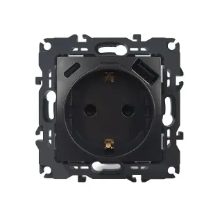 PRIME ΠΡΙΖΑ ΣΟΥΚΟ ΑΣΦΑΛΕΙΑΣ ΑΝΘΡΑΚΙ 1X2P+E 16A 250VAC & 2xUSB 5VDC 3A IP20