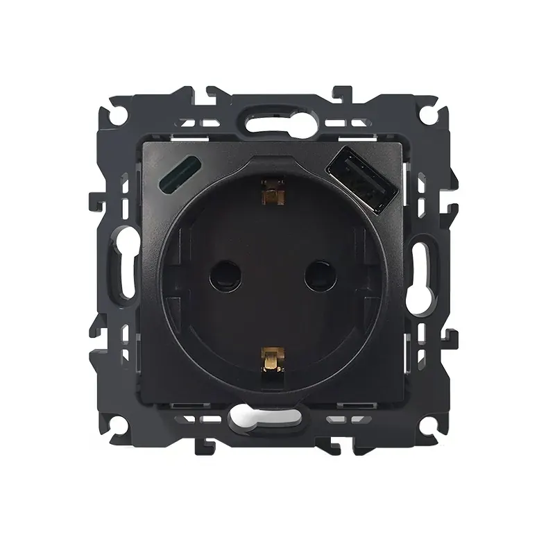 PRIME ΠΡΙΖΑ ΣΟΥΚΟ ΑΣΦΑΛΕΙΑΣ ΑΝΘΡΑΚΙ 1X2P+E 16A 250VAC & 2xUSB 5VDC 3A IP20