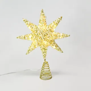 ΚΟΡΥΦΗ ΔΕΝΤΡΟΥ ΑΣΤΕΡΙ ΧΡΥΣΟ ΜΕ ΚΛΩΣΤΕΣ 1 20 MINI LED ΘΕΡΜΟ ΛΕΥΚΟ ΜΠΑΤΑΡΙΑΣ 3xAA IP20 280x50x200mm