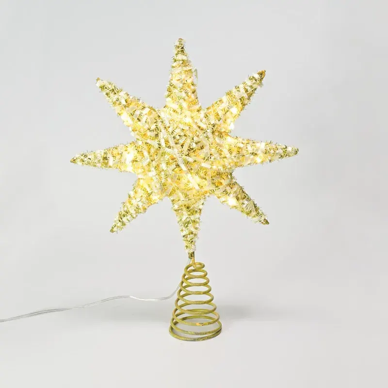 ΚΟΡΥΦΗ ΔΕΝΤΡΟΥ ΑΣΤΕΡΙ ΧΡΥΣΟ ΜΕ ΚΛΩΣΤΕΣ 1 20 MINI LED ΘΕΡΜΟ ΛΕΥΚΟ ΜΠΑΤΑΡΙΑΣ 3xAA IP20 280x50x200mm