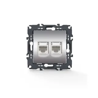 PRIME ΠΡΙΖΑ ΔΙΚΤΥΟΥ MAT ΑΛΟΥΜΙΝΙΟ ΜΕ ΒΥΣΜΑ 2XRJ45 CAT6 UTP IP20