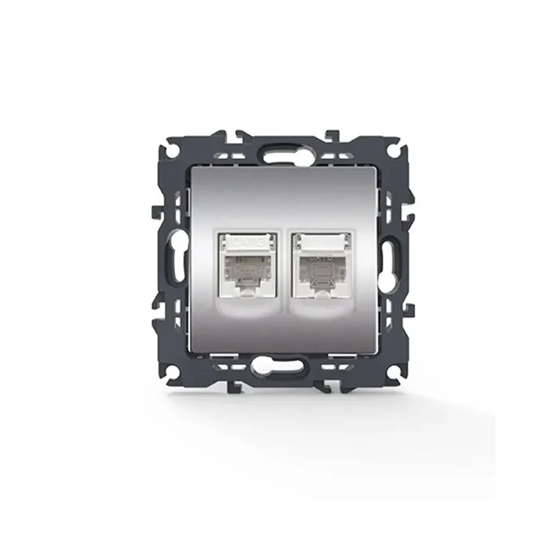 PRIME ΠΡΙΖΑ ΤΗΛΕΦΩΝΟΥ ΜΕ ΒΥΣΜΑ 1XRJ11 CAT3 IP20 & ΠΡΙΖΑ ΔΙΚΤΥΟΥ MAT ΑΛΟΥΜΙΝΙΟ ΜΕ ΒΥΣΜΑ 1XRJ45 CAT6 UTP IP20