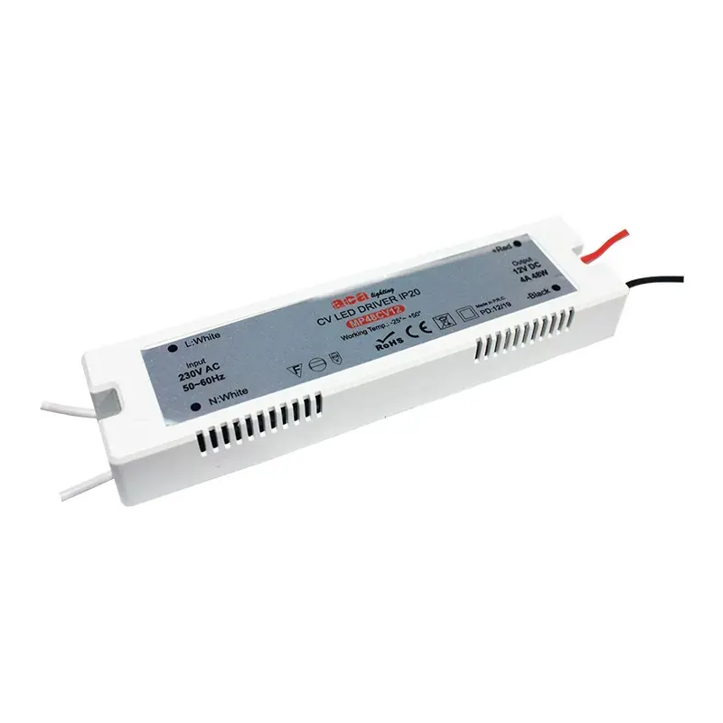ΜΙΝΙ ΠΛΑΣΤΙΚΟ CV LED DRIVER 48W 230V AC12V DC 4A IP20 ΜΕ ΚΑΛΩΔΙΑ