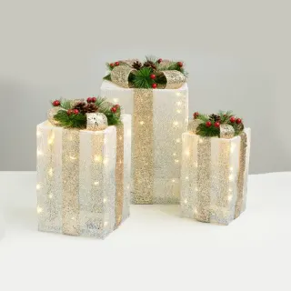 ΔΩΡΑ ΛΕΥΚΟ & ΑΣΗΜΙ ΜΕ ΧΡΥΣΗ ΚΟΡΔEΛΑ 90 MINI LED (20+30+40) ΘΕΡΜΟ ΛΕΥΚΟ ΜΕ ΜΠΑΤΑΡΙΕΣ 3XΑΑΑ IP20 300x360x400mm