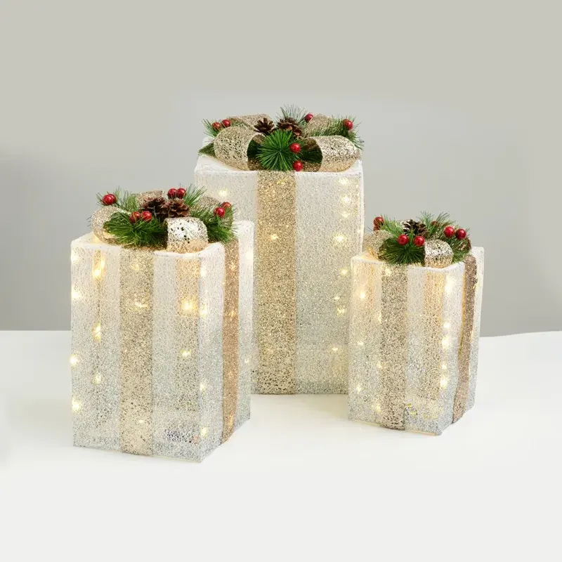 ΔΩΡΑ ΛΕΥΚΟ & ΑΣΗΜΙ ΜΕ ΧΡΥΣΗ ΚΟΡΔEΛΑ 90 MINI LED (20+30+40) ΘΕΡΜΟ ΛΕΥΚΟ ΜΕ ΜΠΑΤΑΡΙΕΣ 3XΑΑΑ IP20 300x360x400mm