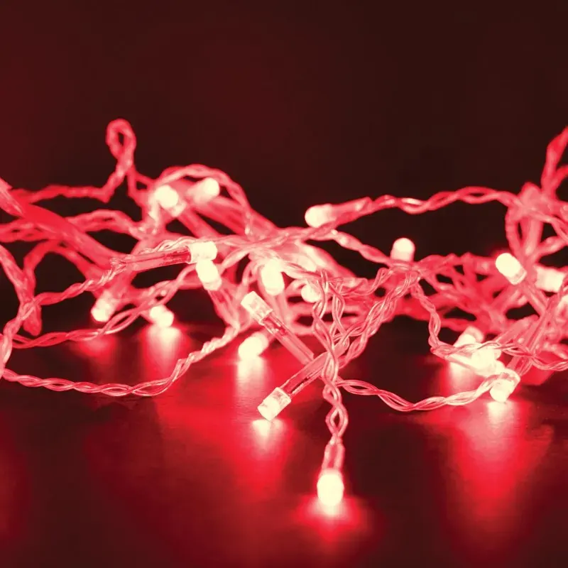 ΛΑΜΠΑΚΙΑ 300 LED ΣΕ ΣΕΙΡΑ ΚΟΚΚΙΝΑ ΚΑΟΥΤΣΟΥΚ ΑΝΤΑΠΤΟΡΑ 31VDC ΜΕ ΔΥΝΑΤΟΤΗΤΑ ΕΠΕΚΤΑΣΗΣ MAX 2 ΣΕΤ & ΚΑΛΩΔΙΟ ΔΙΑΦΑΝΟ 3m IP44 50mm
