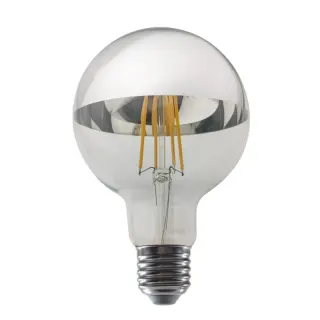 LED FILAMENT E27 DIM G95 8W SILVER 2700K 230V AC 900LM RA80 30000H 180°