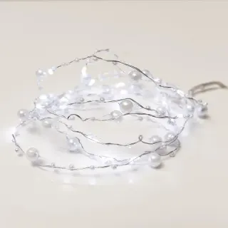 ΛΑΜΠΑΚΙΑ ΔΙΑΚΟΣΜΗΤΙΚΑ ΣΧΕΔΙΟ ΠΕΡΛΑ ΣΕΙΡΑ 20 LED 1.2W ΨΥΧΡΟ ΛΕΥΚΟ ΑΣΗΜΙ ΚΑΛΩΔΙΟ ΧΑΛΚΟΥ ΚΑΙ ΜΠΑΤΑΡΙΑ 2xAA IP20 2m+100mm