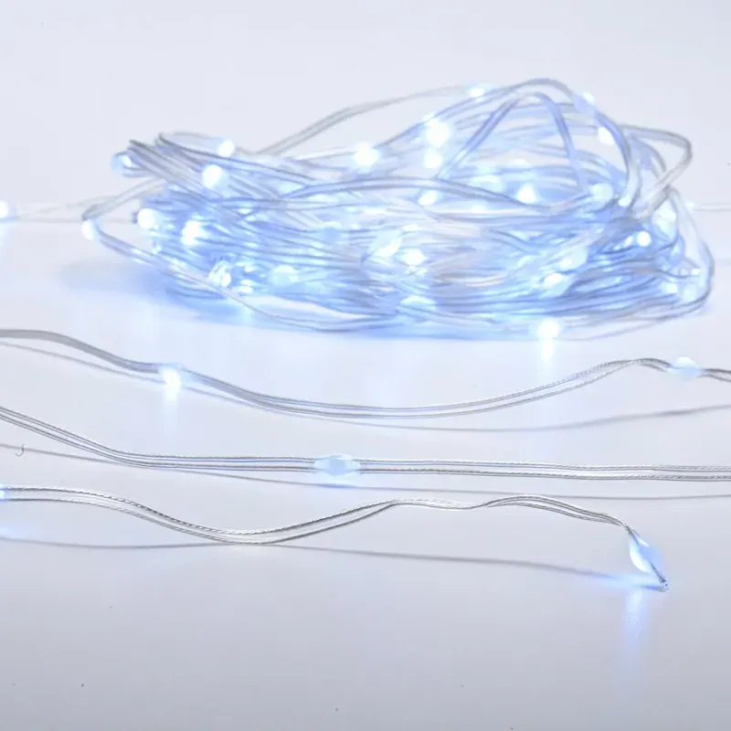 ΛΑΜΠΑΚΙΑ 100 LED SKIN LINE LAMP ΣΕ ΣΕΙΡΑ ΨΥΧΡΟ ΛΕΥΚΟ ΑΝΤΑΠΤΟΡΑ 31VDC & ΜΠΑΤΑΡΙΕΣ 2xΑΑ ΜΕ 8 ΠΡΟΓΡΑΜΜΑΤΑ & ΚΑΛΩΔΙΟ ΔΙΑΦΑΝΟ 0.3m IP44 10m