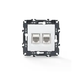 PRIME ΠΡΙΖΑ ΔΙΚΤΥΟΥ ΛΕΥΚΗ 2XRJ45 ΜΕ ΒΥΣΜΑ CAT6 UTP IP20