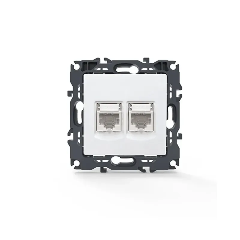 PRIME ΠΡΙΖΑ ΔΙΚΤΥΟΥ ΛΕΥΚΗ 2XRJ45 ΜΕ ΒΥΣΜΑ CAT6 UTP IP20