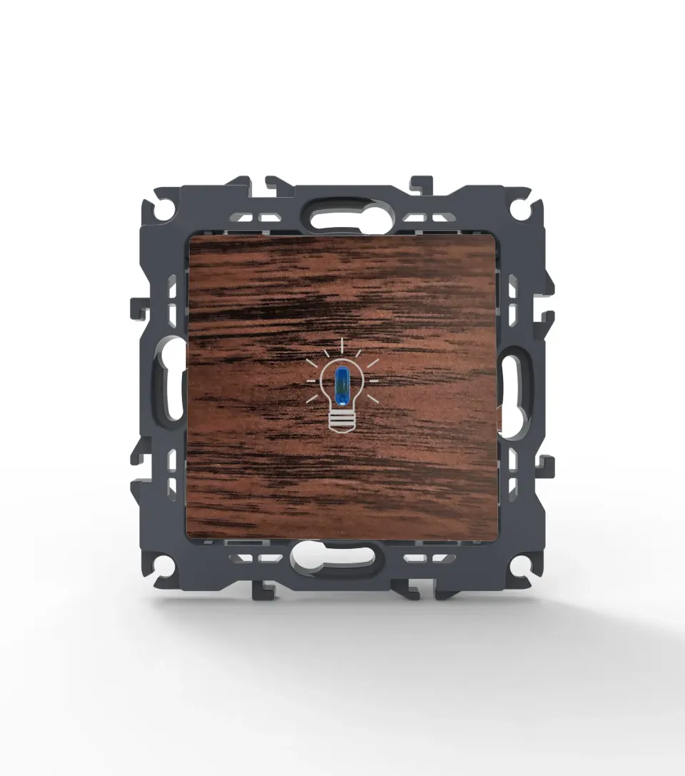 PRIME ΜΠΟΥΤΟΝ ΚΛΙΜΑΚΟΣΤΑΣΙΟΥ & LED ΛΥΧΝΙΑ ΜΕ ΚΛΙΠ ΠΛΑΣΤΙΚΟ ΧΡΩΜΑ ΞΥΛΟΥ 1P 10A 250VAC IP20