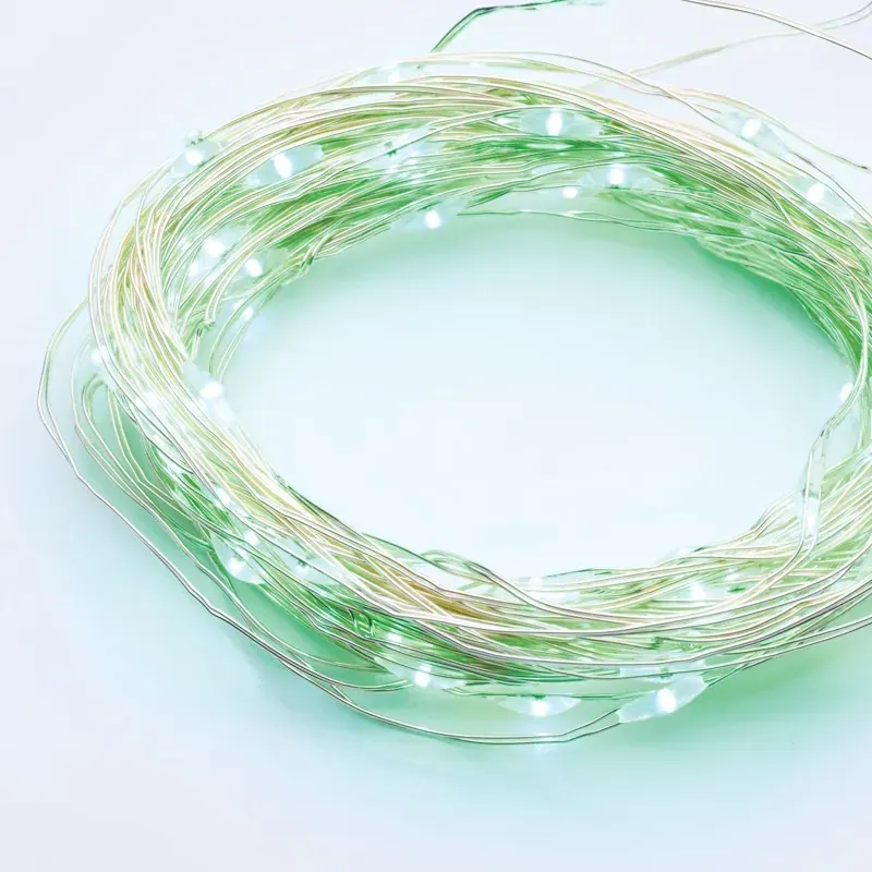 ΛΑΜΠΑΚΙΑ 100 LED ΣΕ ΣΕΙΡΑ ΠΡΑΣΙΝΟ ΑΣΗΜΙ ΜΕ ΜΠΑΤΑΡΙΕΣ 3xΑΑ ΧΡΟΝΟΔΙΑΚΟΠΤΗ & ΚΑΛΩΔΙΟ ΧΑΛΚΟΥ 10m IP44 10mm