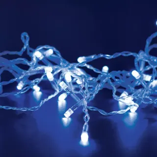 ΛΑΜΠΑΚΙΑ 100 LED ΣΕ ΣΕΙΡΑ ΜΠΛΕ ΚΑΟΥΤΣΟΥΚ ΑΝΑ 50mm ΑΝΤΑΠΤΟΡΑ 31VDC ΜΕ ΔΥΝΑΤΟΤΗΤΑ ΕΠΕΚΤΑΣΗΣ MAX 6 ΣΕΤ & ΚΑΛΩΔΙΟ ΔΙΑΦΑΝΟ 3m IP44