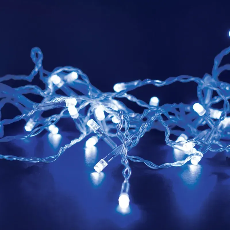 ΛΑΜΠΑΚΙΑ 100 LED ΣΕ ΣΕΙΡΑ ΜΠΛΕ ΚΑΟΥΤΣΟΥΚ ΑΝΑ 50mm ΑΝΤΑΠΤΟΡΑ 31VDC ΜΕ ΔΥΝΑΤΟΤΗΤΑ ΕΠΕΚΤΑΣΗΣ MAX 6 ΣΕΤ & ΚΑΛΩΔΙΟ ΔΙΑΦΑΝΟ 3m IP44
