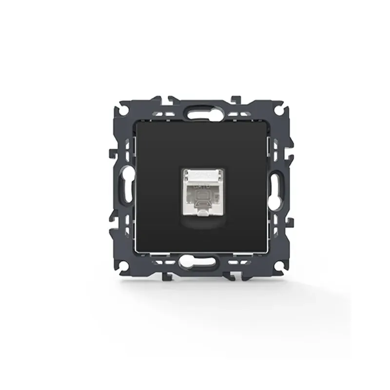 PRIME ΠΡΙΖΑ ΔΙΚΤΥΟΥ MAT ΑΝΘΡΑΚΙ ΜΕ ΒΥΣΜΑ 1XRJ45 CAT6 UTP IP20
