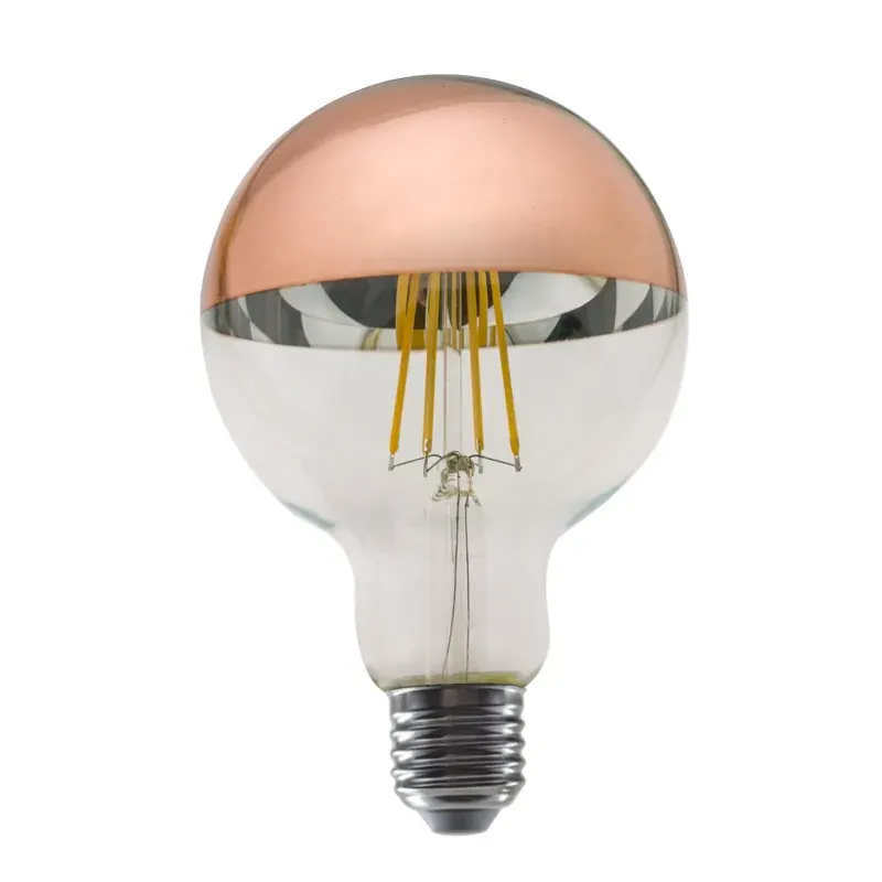 LED FILAMENT E27 DIM G95 8W ROSE GOLD 2700K 230V AC 900LM RA80 30000H 180°