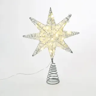 ΚΟΡΥΦΗ ΔΕΝΤΡΟΥ ΑΣΤΕΡΙ ΑΣΗΜΙ ΜΕ ΚΛΩΣΤΕΣ 1 20 MINI LED ΘΕΡΜΟ ΛΕΥΚΟ ΜΠΑΤΑΡΙΑΣ 3xAA IP20 280x50x200mm