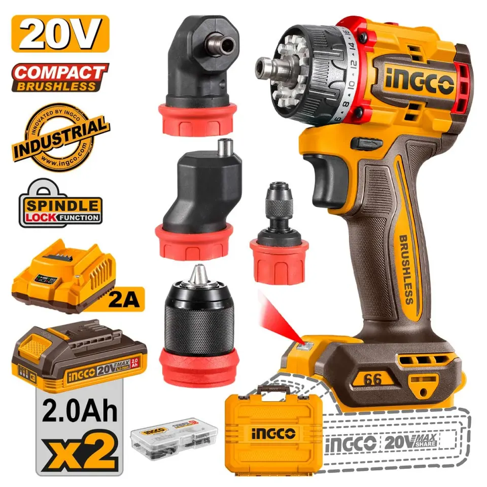 Δραπανοκατσάβιδο Compact Μπαταρίας με 4 Κεφαλές 20V Li-Ion 66Nm
