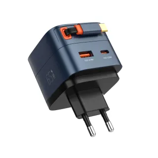 Q10/BLUE Φορτιστής GAN 65W ME ΕΝΣΩΜΑΤΩΜΕΝΟ ΚΑΛΩΔΙΟ TYPEC LDNIO