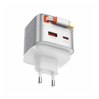 Q10/SILVER Φορτιστής GAN 65W ME ΕΝΣΩΜΑΤΩΜΕΝΟ ΚΑΛΩΔΙΟ TYPEC LDNIO