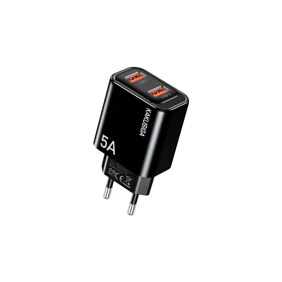 KSC-1665/B ΦΟΡΤΙΣΤΗΣ USB 2ΘΥΡΕΣ 5Α (ΜΑΥΡΟ ΧΡΩΜΑ)