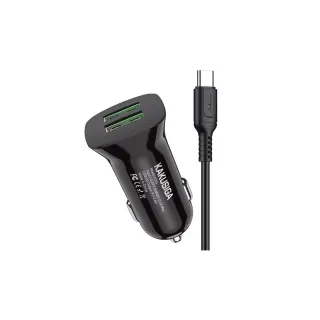 KSC-854/B ΦΟΡΤΙΣΤΗΣ ΑΥΤ/ΤΟΥ 2.4A 2ΘΥΡΕΣ USB ΣΕ TYPE C (ΜΑΥΡΟ ΧΡΩΜΑ)