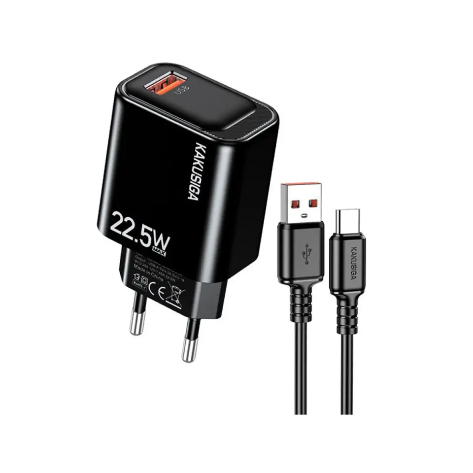 KSC-1662/B ΦΟΡΤΙΣΤΗΣ USB ΣΕ TYPE C 22.5W MAYΡΟ