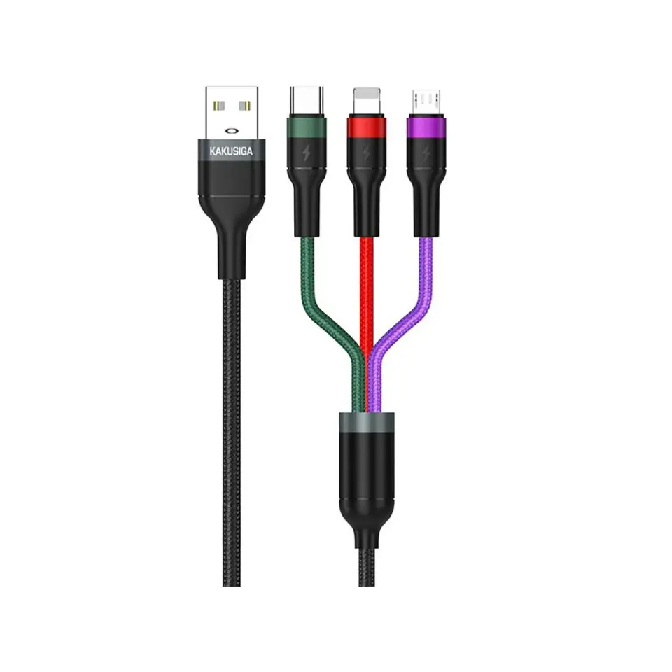 KSC-481/BLACK ΚΑΛΩΔΙΟ USB 3 ΣΕ 1 LIGHTNING/MICRO/TYPE C 1.2m