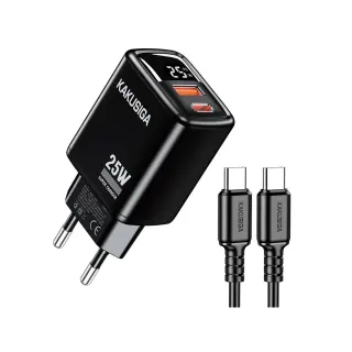 KSC-1615/BLACK ΜΑΥΡΟΣ ΦΟΡΤΙΣΤΗΣ USB 25W ΜΕ ΚΑΛΩΔΙΟ TYPEC (με ένδειξη LED) fast charging