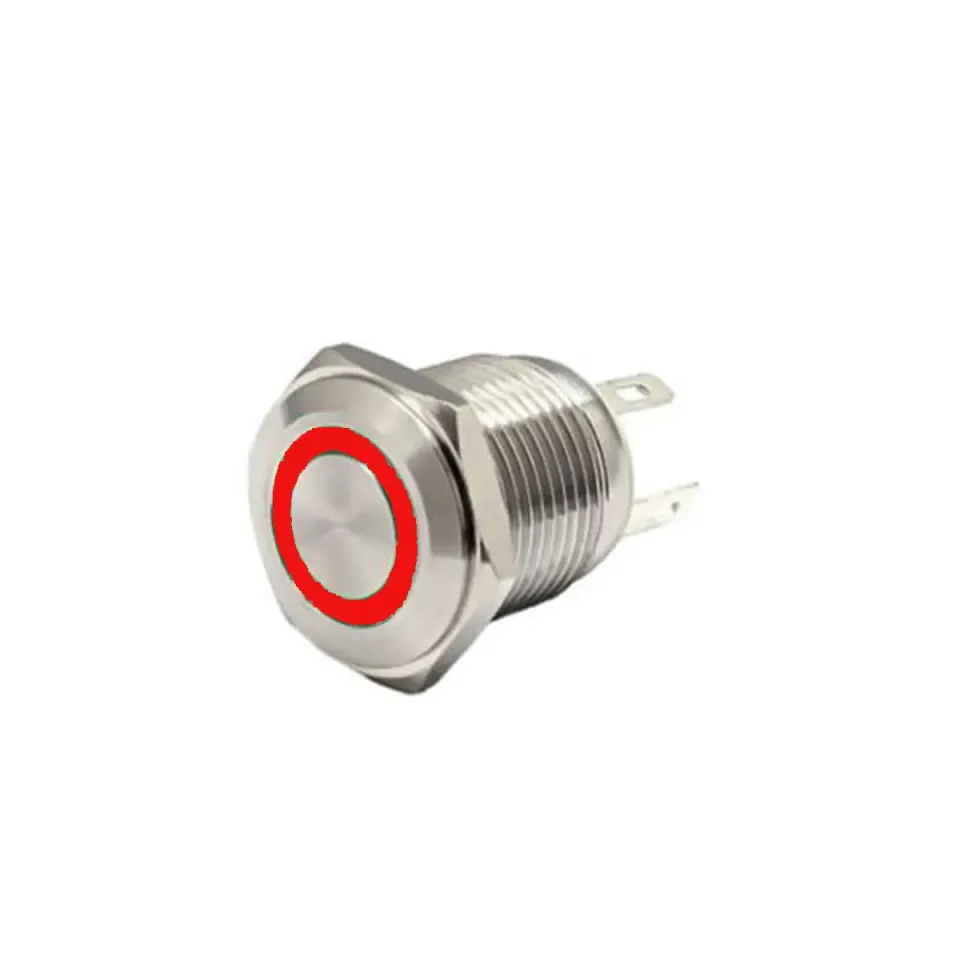 FLM16-FJ-2-E-RED ΜΠΟΥΤΟΝ Φ16mm 12V με KOKKINO ΦΩΤΙΣΜΟ