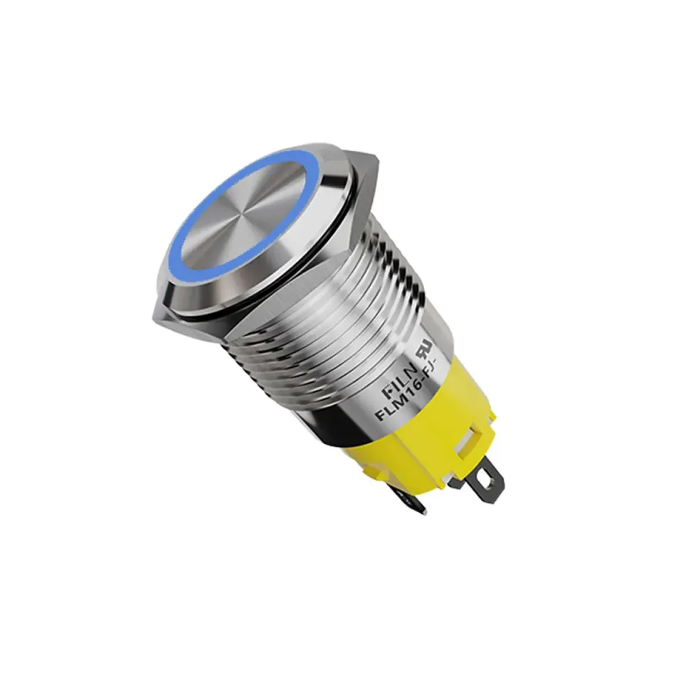 FLM16-FJ-E-BLUE ΔΙΑΚΟΠΤΗΣ Φ16mm 12V με ΜΠΛΕ ΦΩΤΙΣΜΟ