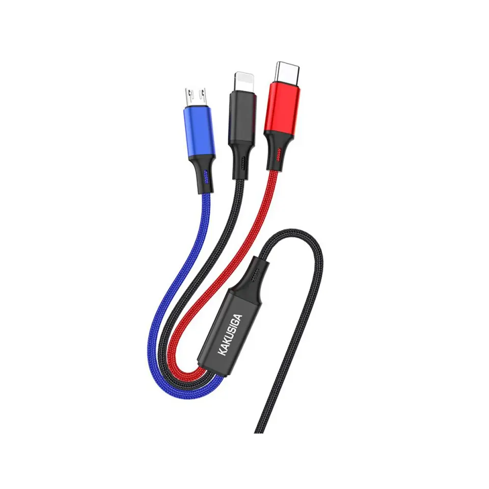 KSC-804/BLACK CHARGING DATA 3 ΣΕ 1 LIGHTNING/MICRO/TYPE C (1M) ΜΑΥΡΟ