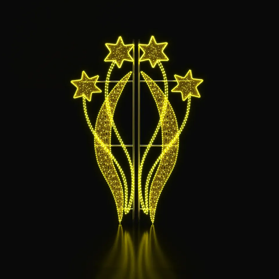 ΕΠΙΣΤΗΛΟ XMAS ΔΙΑΚΟΣΜΗΤΙΚΟ ΜΟΤΙΒΟ 4 ΑΣΤΕΡΙΑ 100LED ΚΙΤΡΙΝΟ ΣΤΑΘΕΡΟ 13m ΜΟΝΟΚΑΝΑΛΟΣ ΦΩΤΟΣΩΛΗΝΑΣ 1,5m ΚΑΛΩΔΙΟ IP65 1850x700x50mm