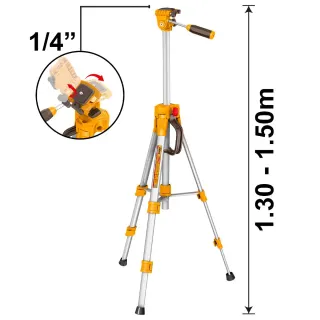 Τρίποδο για Αλφάδια Laser 1/4″ με Σπαστή Κεφαλή 1/4″ 1.5m