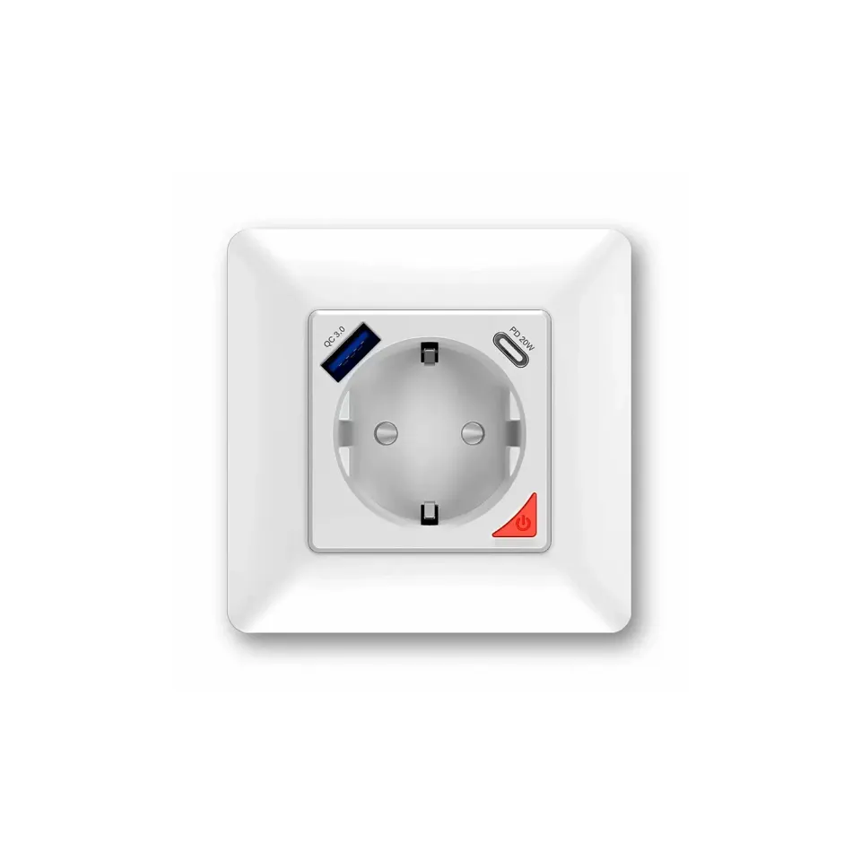 WIFI ΠΡΙΖΑ 16A ΛΕΥΚΟ+1usb+1c 86*86mm N+L