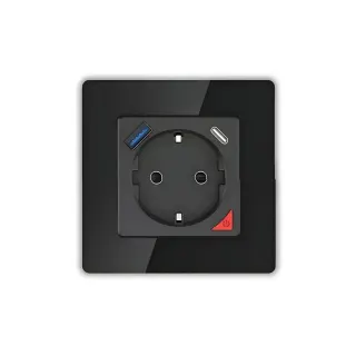 WIFI ΠΡΙΖΑ 16A ΜΑΥΡΟ+1usb+1c 86*86mm N+L