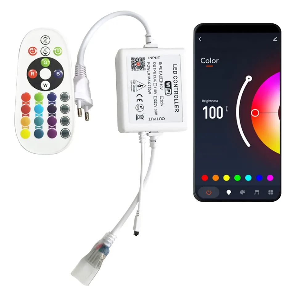 WIFI ΣΕΤ ΤΗΛΕΚΟΝΤΡΟΛ+ΔΕΚΤΗΣ RGB ΜΕΤΑΛΛΙΚΟΣ 220V 750W 24 ΠΛΗΚΤΡΩΝ